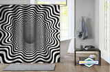 Rideau de Douche Vortex Hypnotique Op Art Noir & Blanc — vue carrée