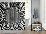 Rideau de Douche Vortex Hypnotique Op Art Noir & Blanc