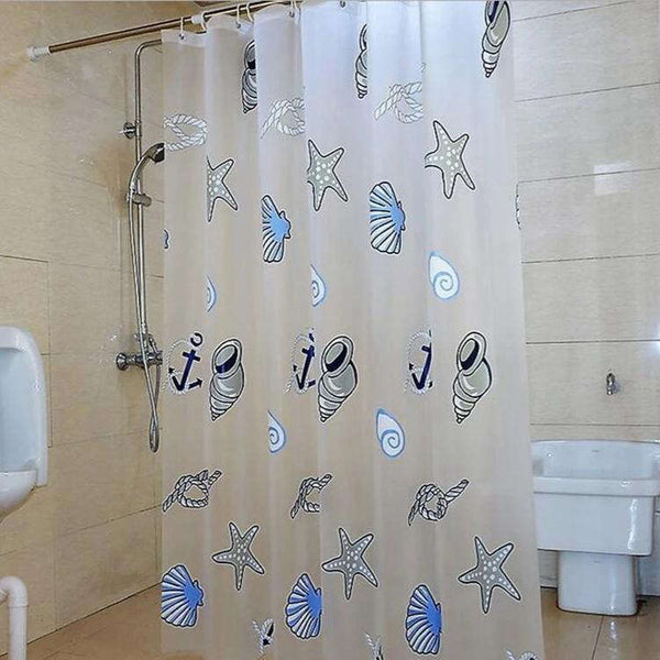 Rideau De Douche Océan 180x180cm - Étoiles De Mer Et Coquillages, Imperméable Polyester Avec 12 Crochets