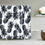 Rideau de douche noir et blanc motif ananas