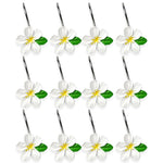 Crochets rideau de douche fleurs blanches