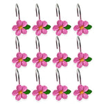 Crochets rideau de douche fleurs roses