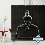Rideau de douche femme sportive noir et blanc