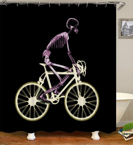 Rideau de Douche Cycliste Squelette | Fun-rideau